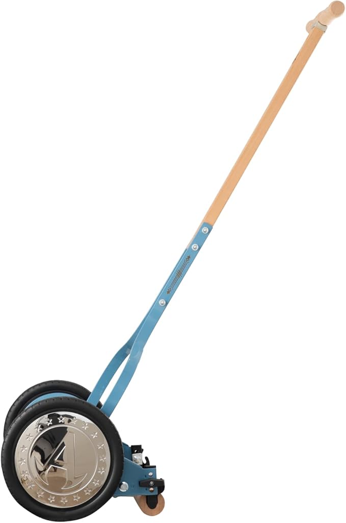 ULM Center VintageCut 16” Manual Reel Lawn Mower – 5 Blade Classic Push Grass Cutter with Adjustable Height
