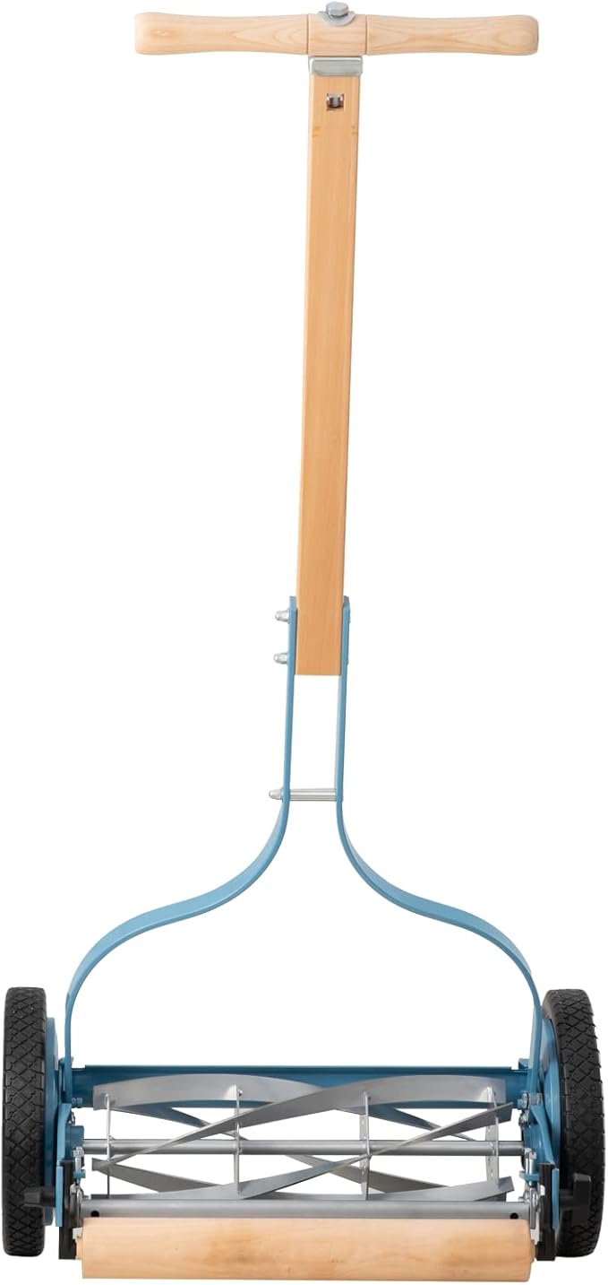 ULM Center VintageCut 16” Manual Reel Lawn Mower – 5 Blade Classic Push Grass Cutter with Adjustable Height