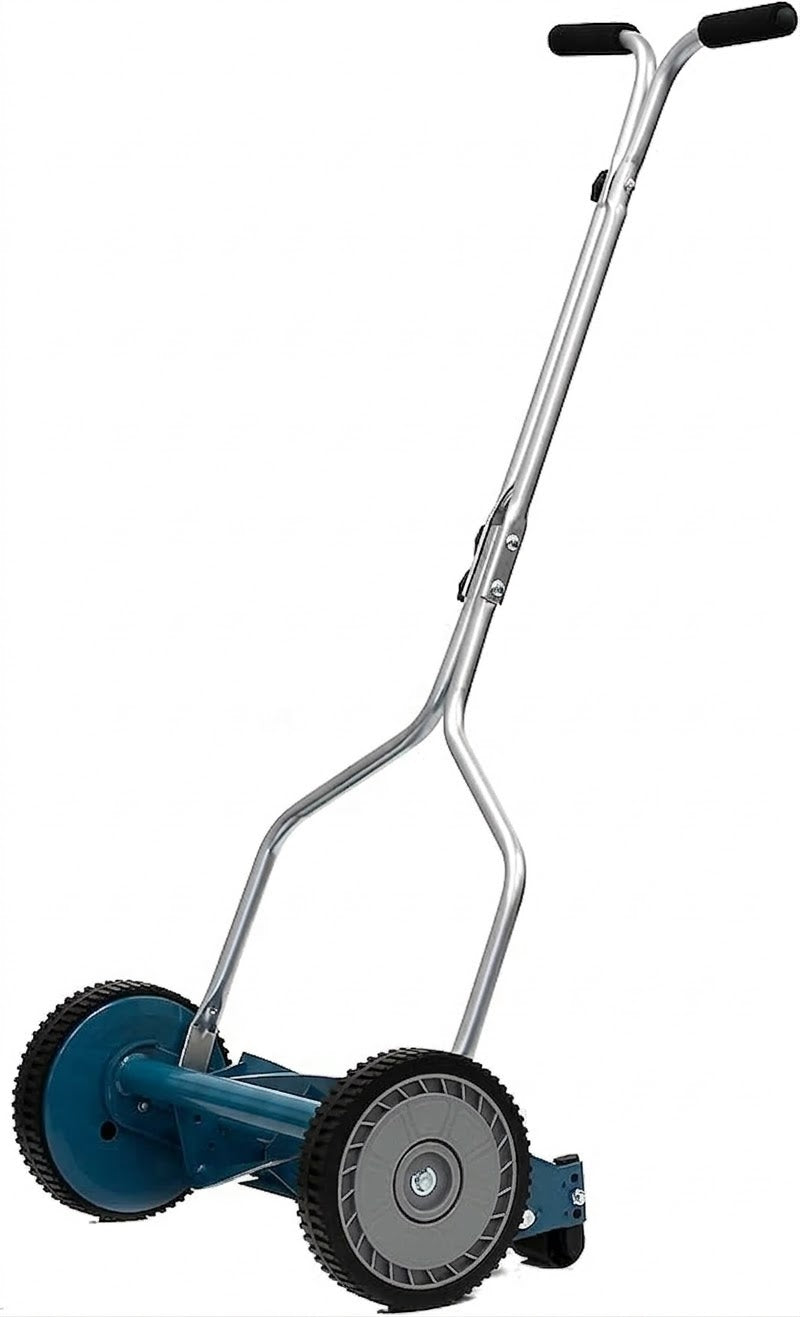 ULM Center CompactCut 14” Manual Reel Lawn Mower – 4 Blade Lightweight Push Grass Cutter for Small Lawns